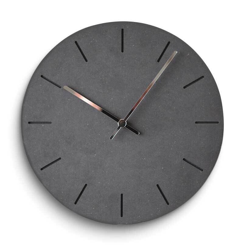 Black Concrete Finish Battery Operated Wall Clock GM25183