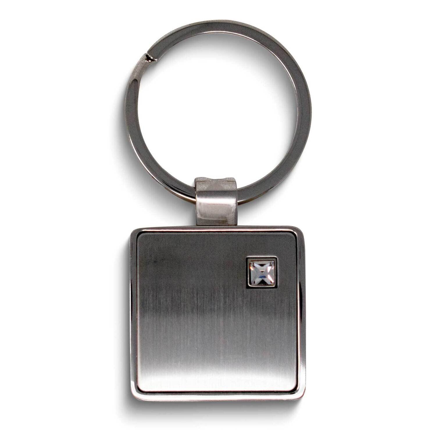 Silver-tone Clear Crystal Square Key Ring GM25310, MPN: GM25310, 788089114336