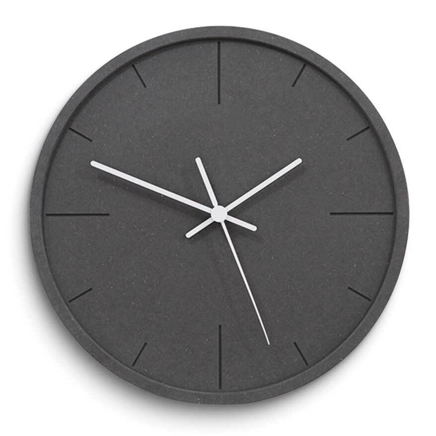 Black with White Hands Concrete Finish Battery Operated Wall Clock GM25185