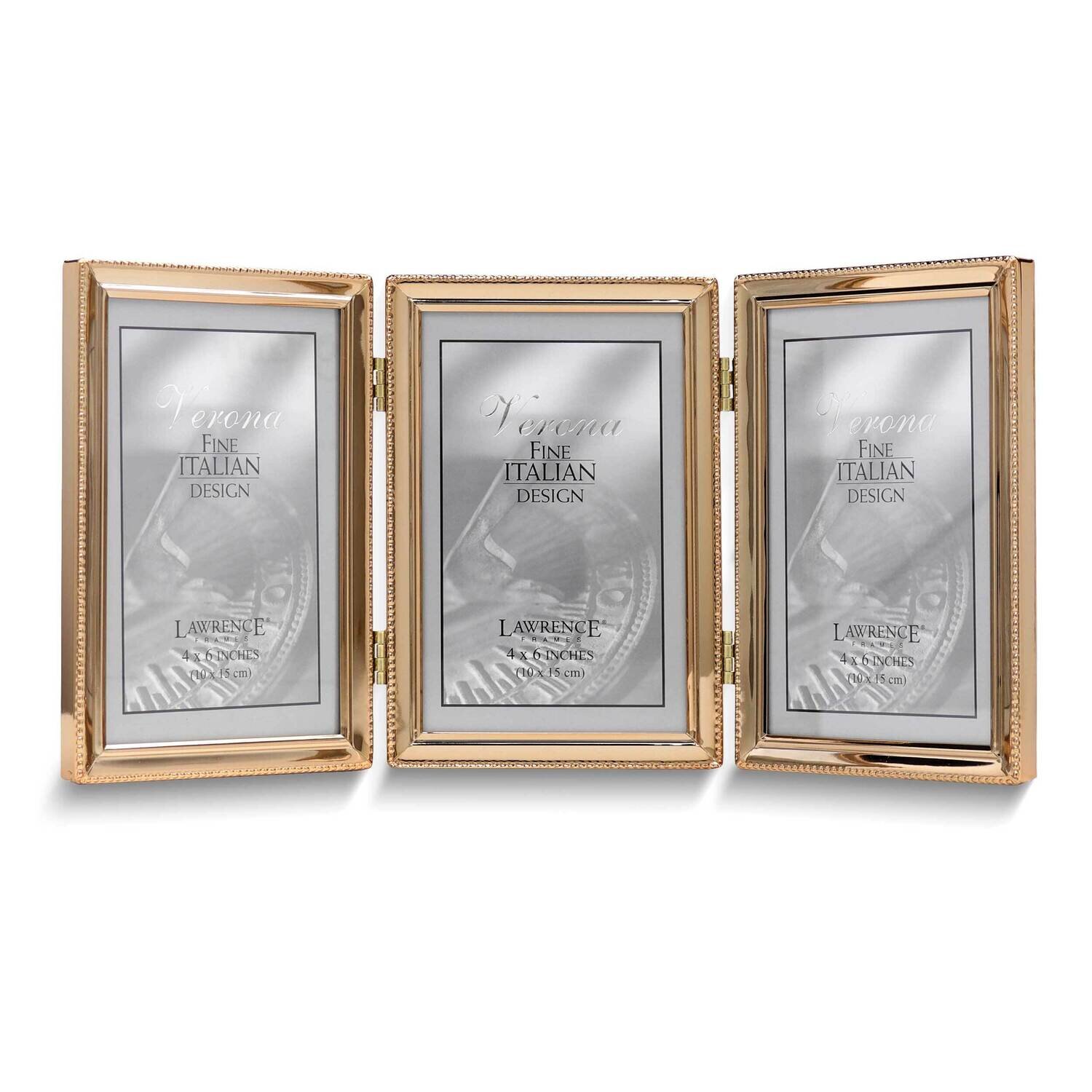 Gold-tone Beaded 4x6 Triple Photo Frame GM25449, MPN: GM25449, 751148078979