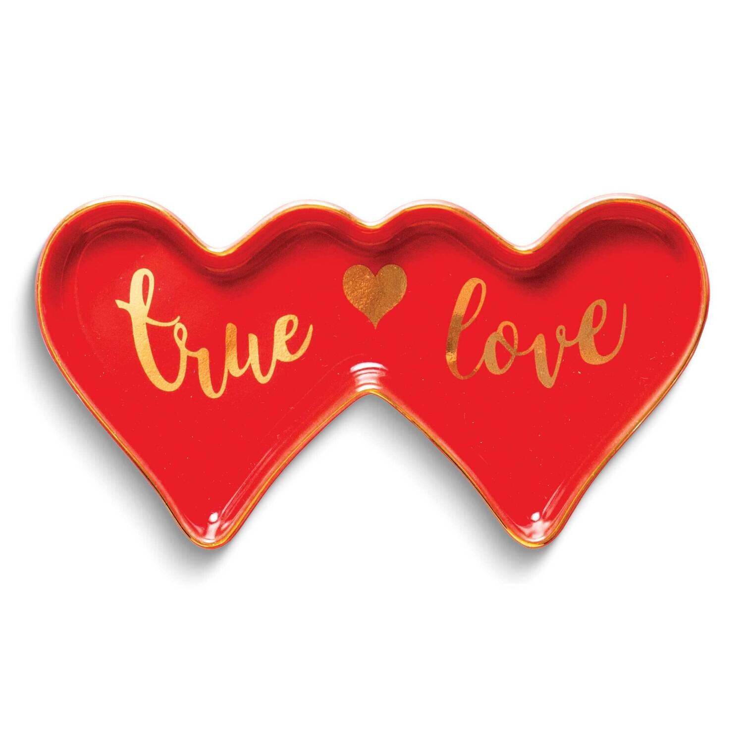 Double Heart TRUE LOVE Red Ceramic Trinket Dish GM25208, MPN: GM25208, 788089159757