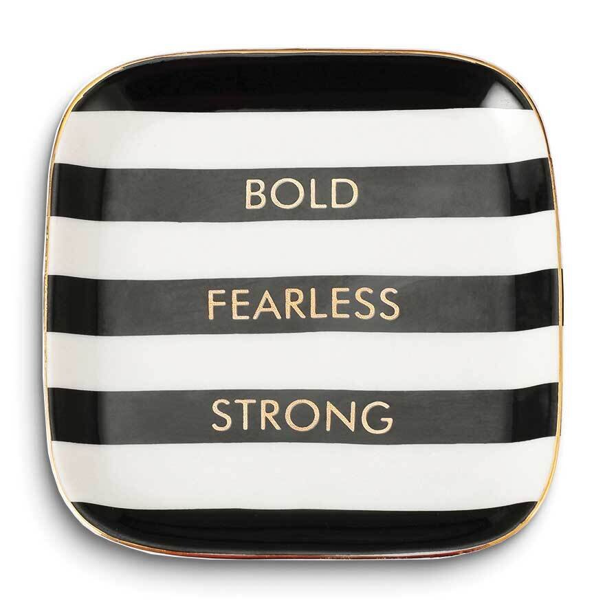 Black and White Striped BOLD FEARLESS STRONG Ceramic Trinket Dish GM25232, MPN: GM25232, 7880891664…