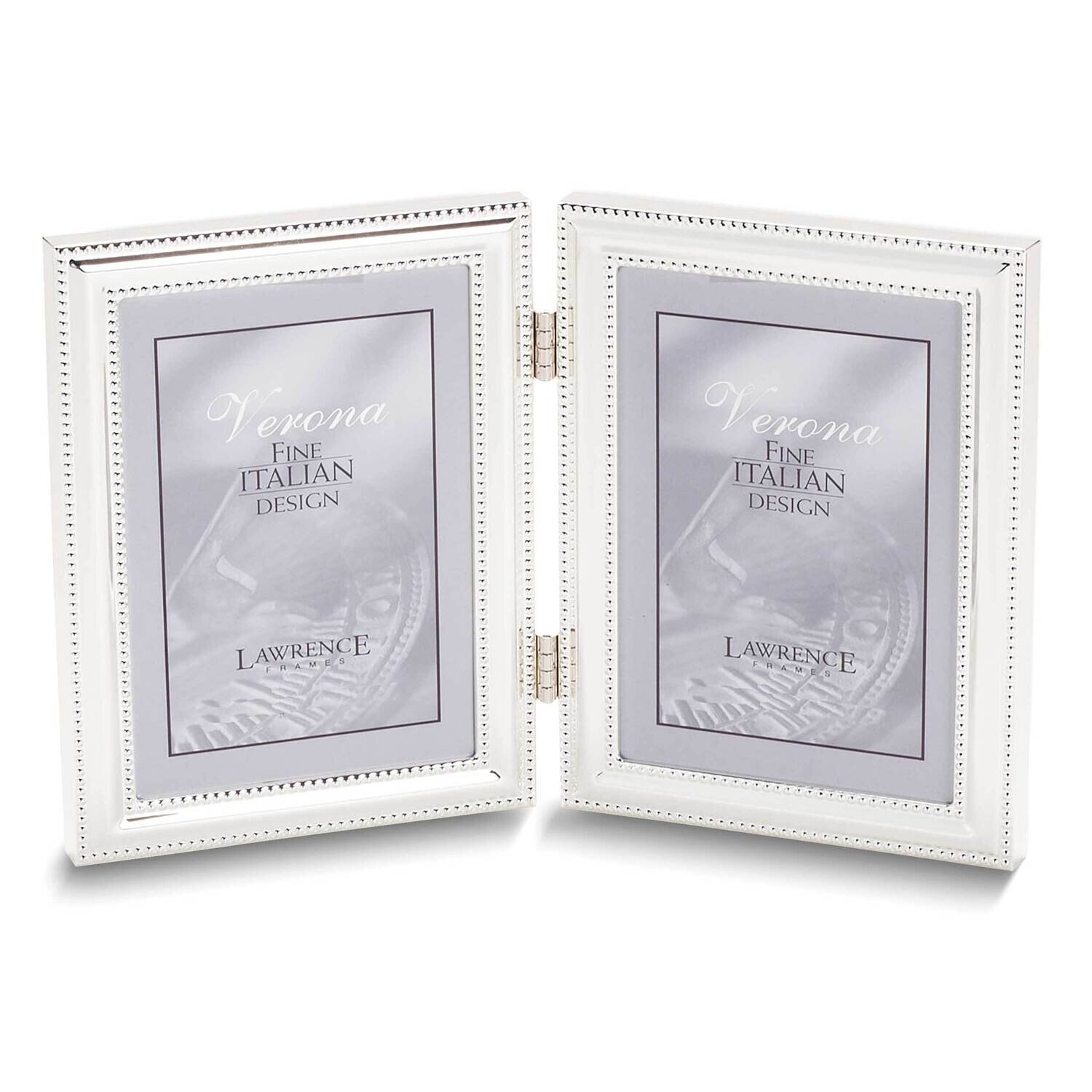 Silver-tone Double Beaded 4x5 Double Photo Frame GM25512