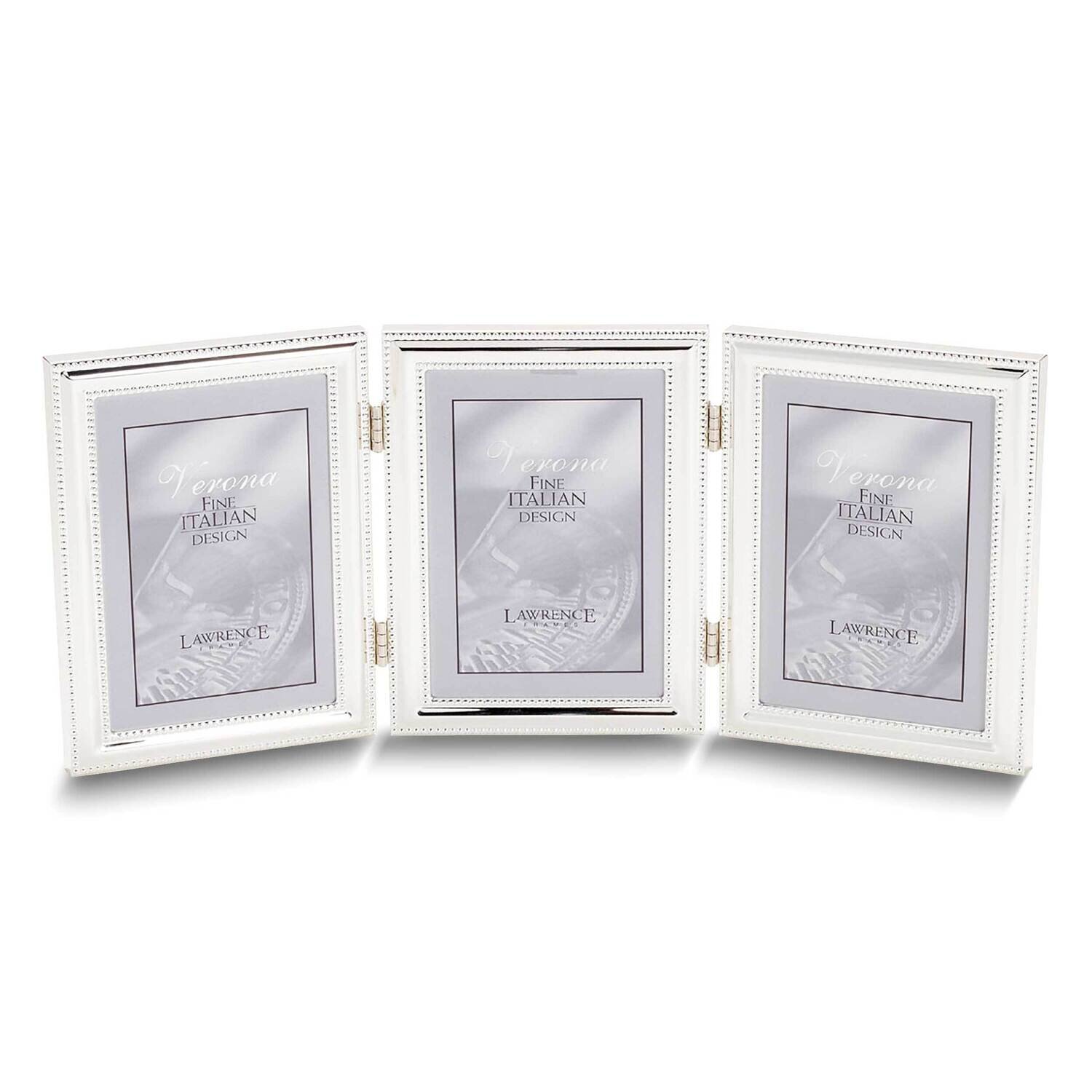 Silver-tone Double Beaded 4x5 Triple Photo Frame GM25513