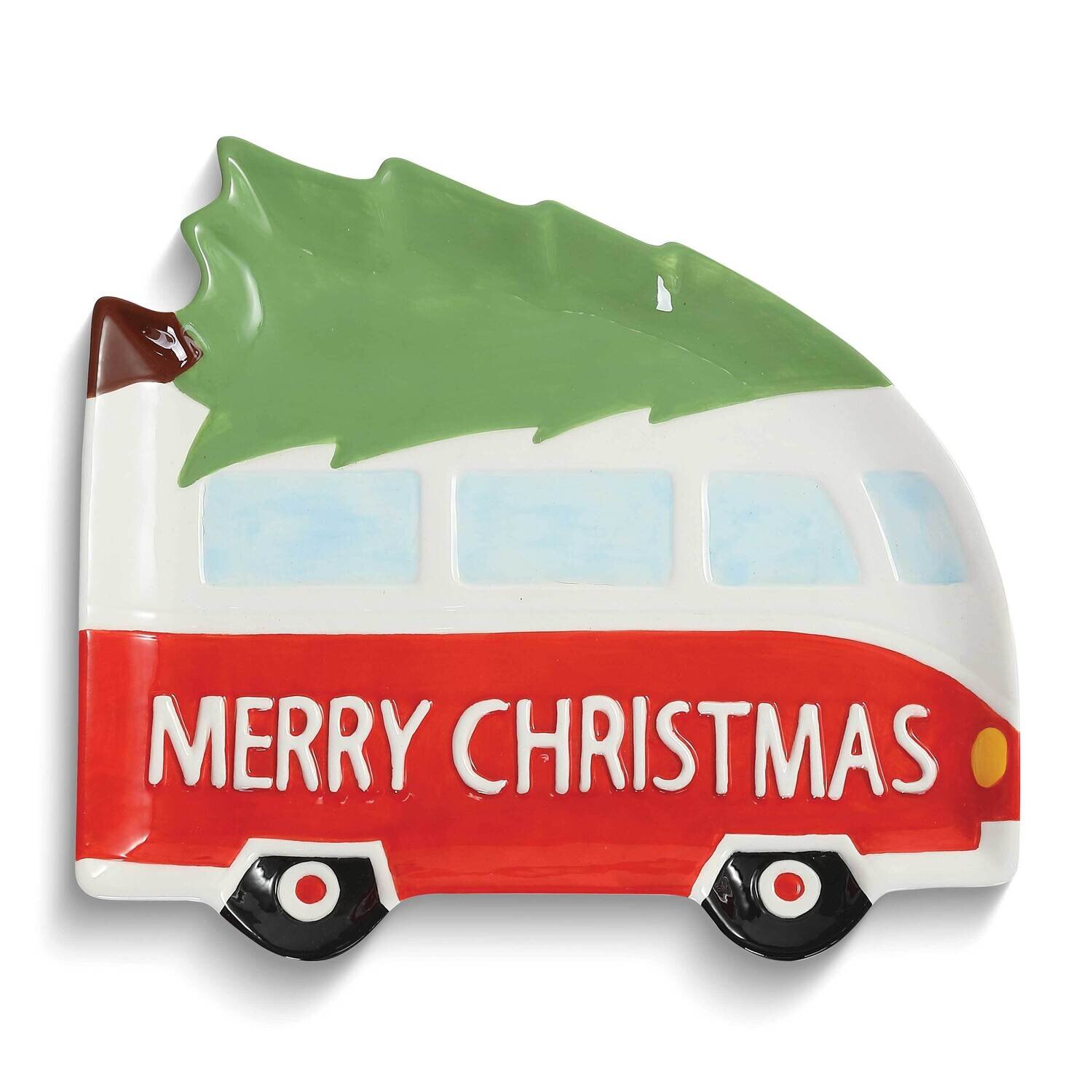 Christmas Tree on Bus Ceramic Cookie Plate GM25268, MPN: GM25268, 788089166656