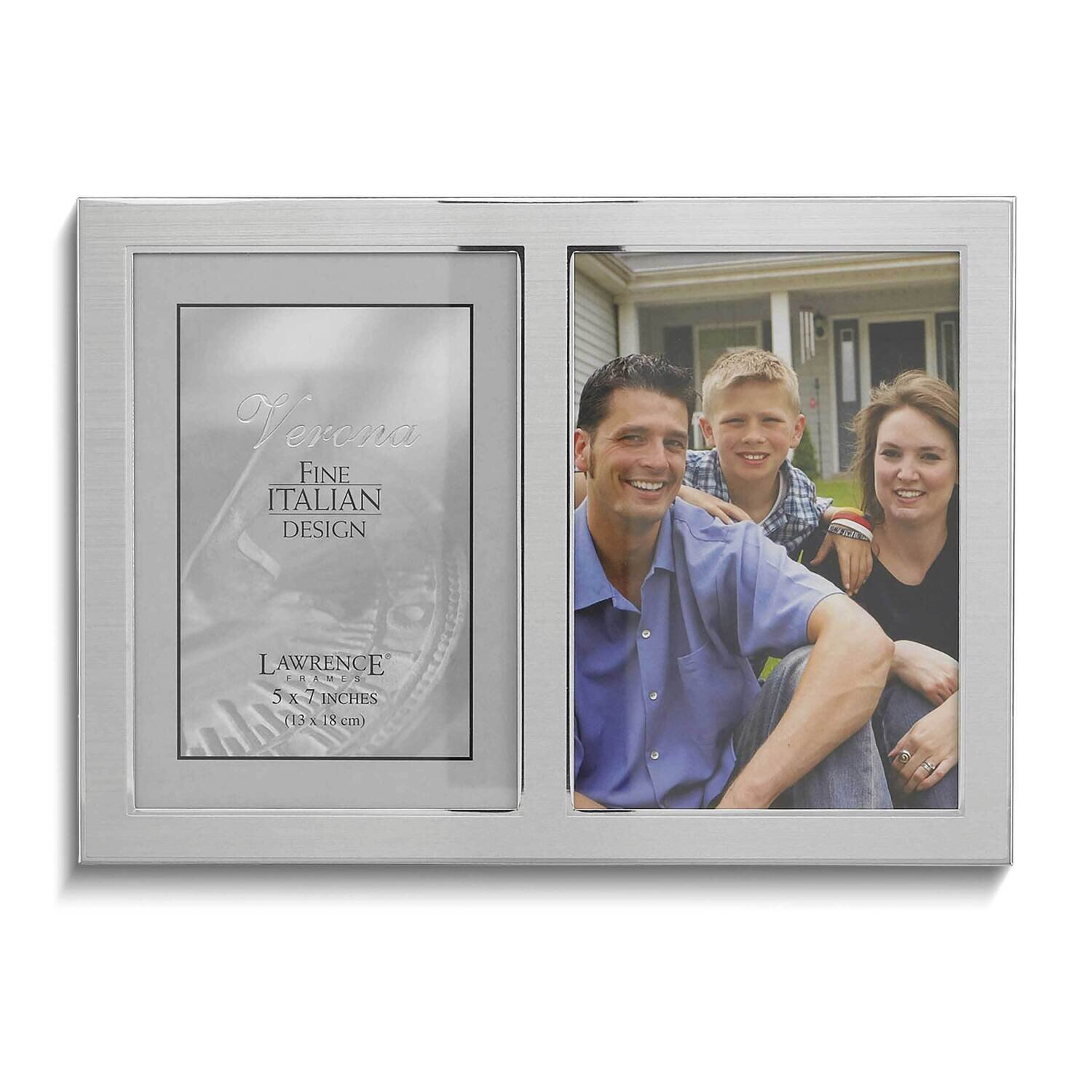 Metro Brushed Silver-tone Double 5 x 7 Inch Photo Picture Frame GM25552, MPN: GM25552, 751148067300