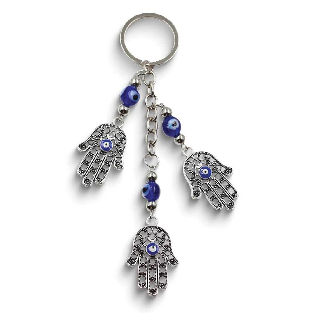 Silver-tone Blue Beaded Hamsa Key Ring GM25301, MPN: GM25301, 788089158026