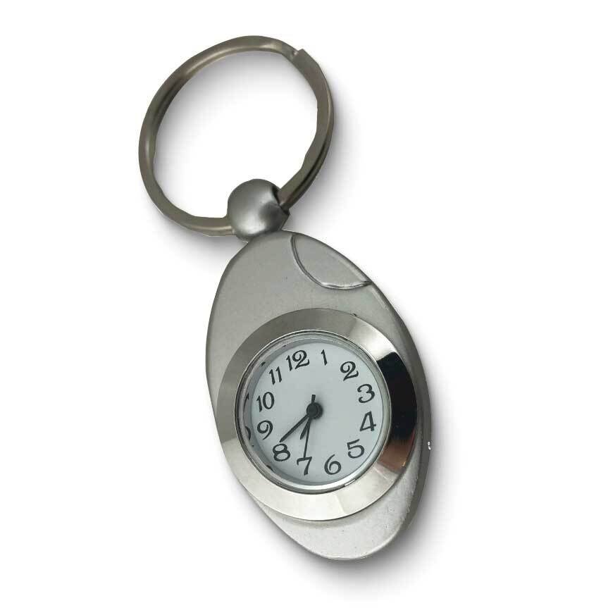 Silver-tone Oval Clock Key Ring GM25315