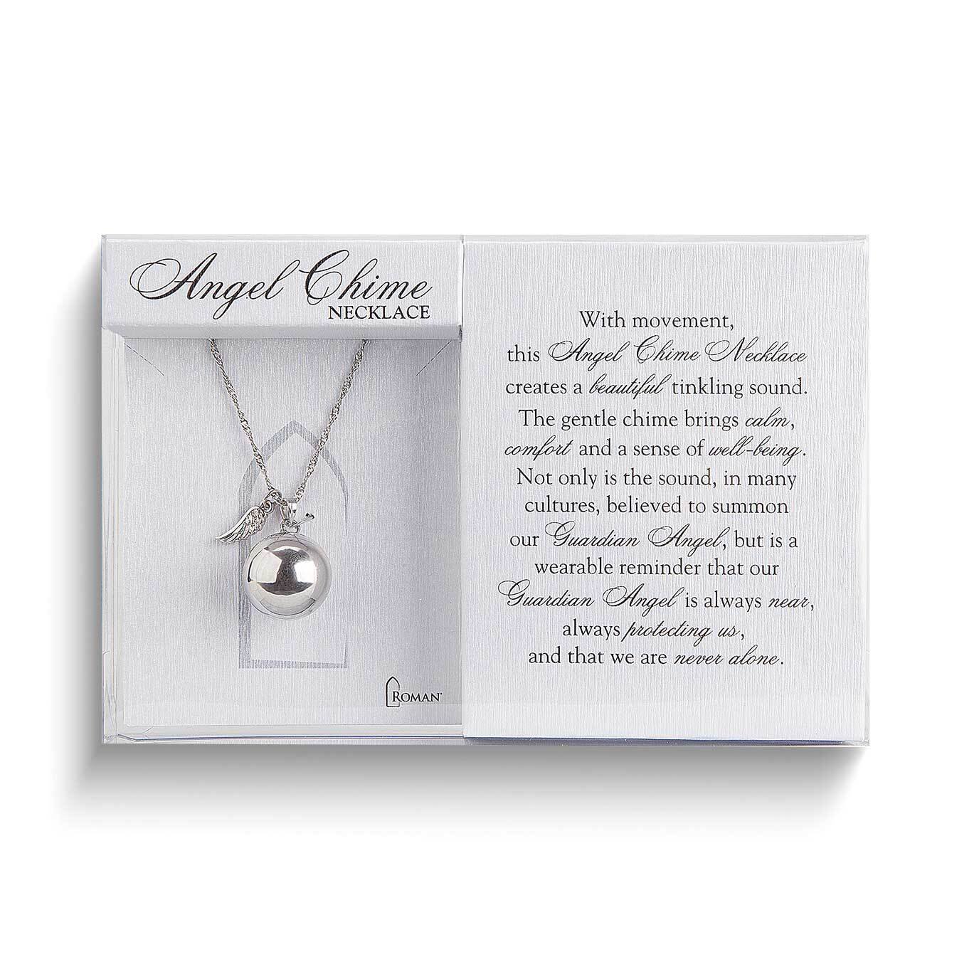 Silver-tone Round Angel Chime Necklace GM25587