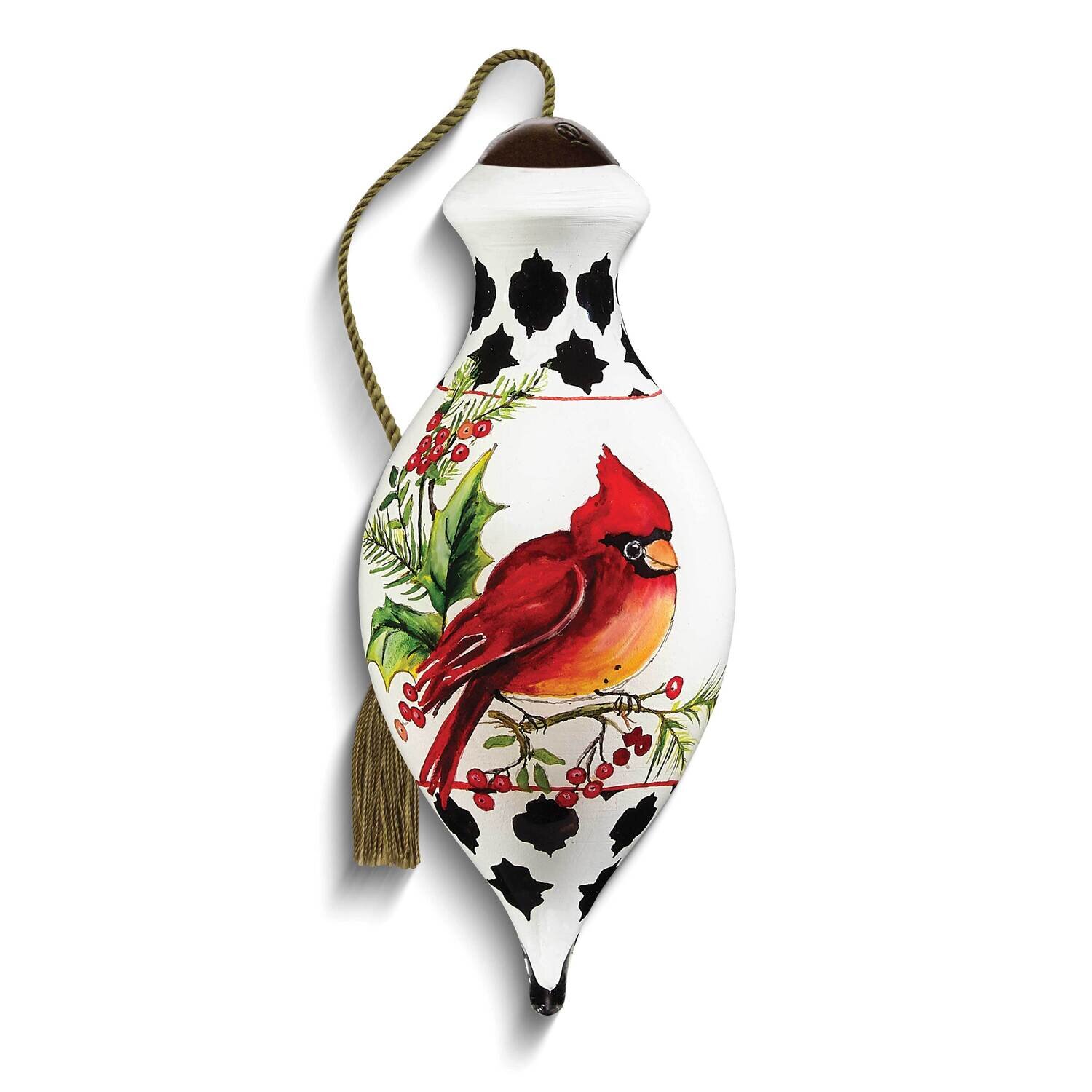 Neqwa Art Peace Cardinal With Black and White Border Ornament GM25371
