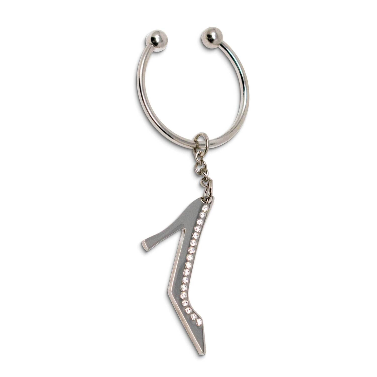 Silver-tone High Heel Shoe Clear Crystal Key Ring GM25307, MPN: GM25307, 788089069599