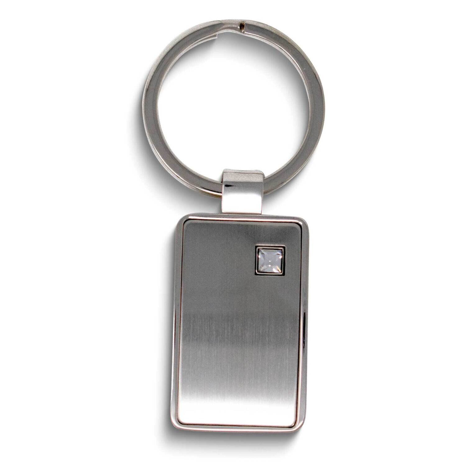 Silver-tone Clear Crystal Rectangle Key Ring GM25311