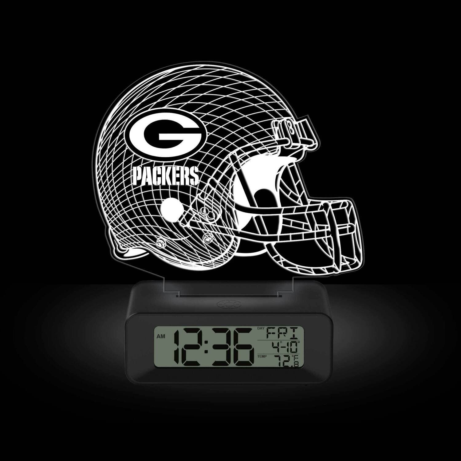 Game Time Green Bay Packers LED 3D Illusion Alarm Clock GM25317-GB