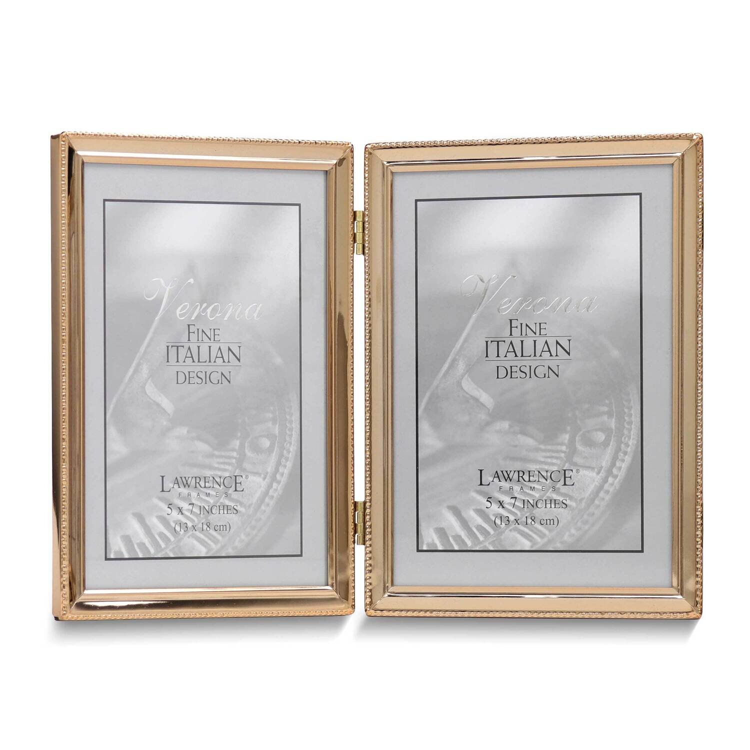 Gold-tone Beaded 5x7 Double Photo Frame GM25452, MPN: GM25452, 751148079006