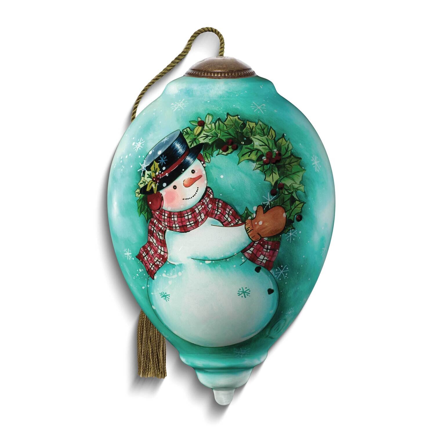 Neqwa Art Snowman With Wreath Ornament GM25350