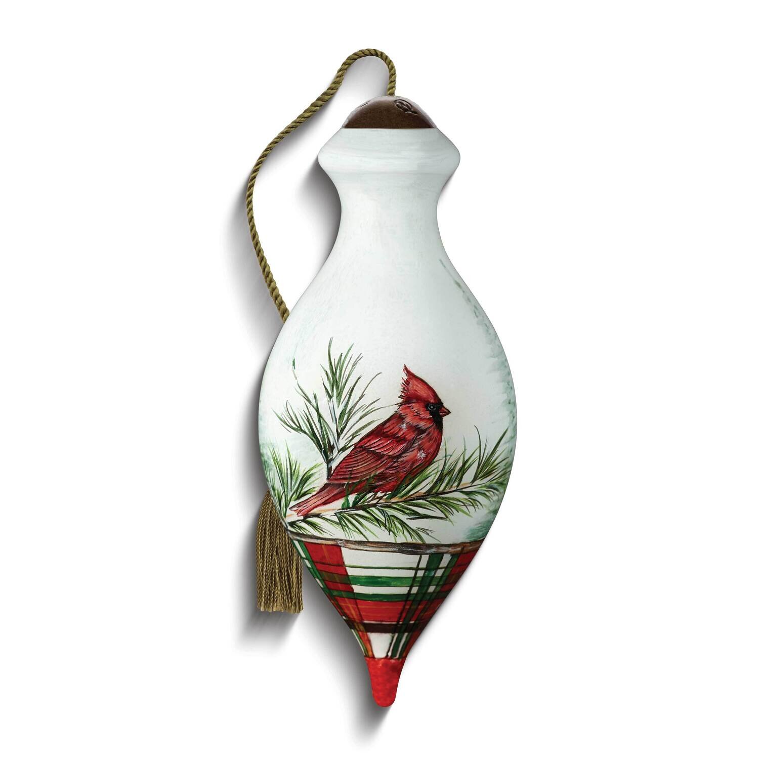 Neqwa Art Cardinal With Pine Branch And Plaid Ornament GM25360, MPN: GM25360, 842181118477