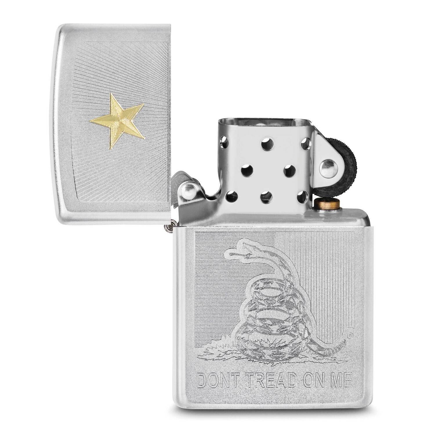 Zippo Satin Chrome Two-tone Don&#39;t Tread on Me Lighter GM25738, MPN: GM25738, 191693173031
