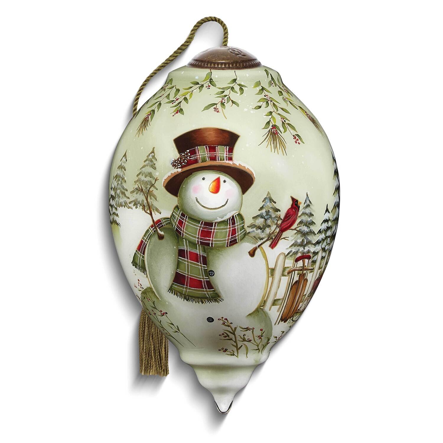 Neqwa Art Snowman With Cardinal Framed In Berries Ornament GM25395, MPN: GM25395, 842181125307