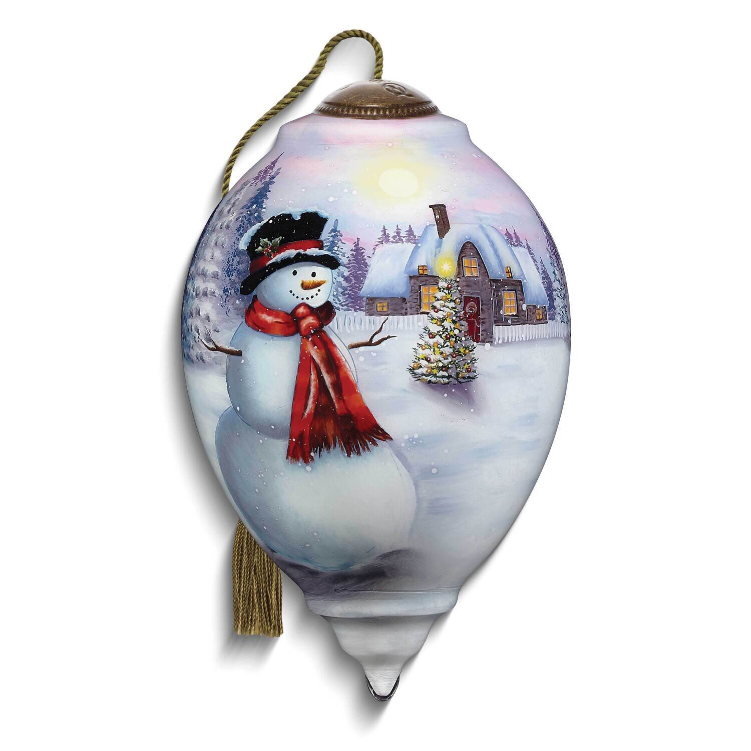 Neqwa Art Traditional Snowman With Red Scarf Ornament GM25397