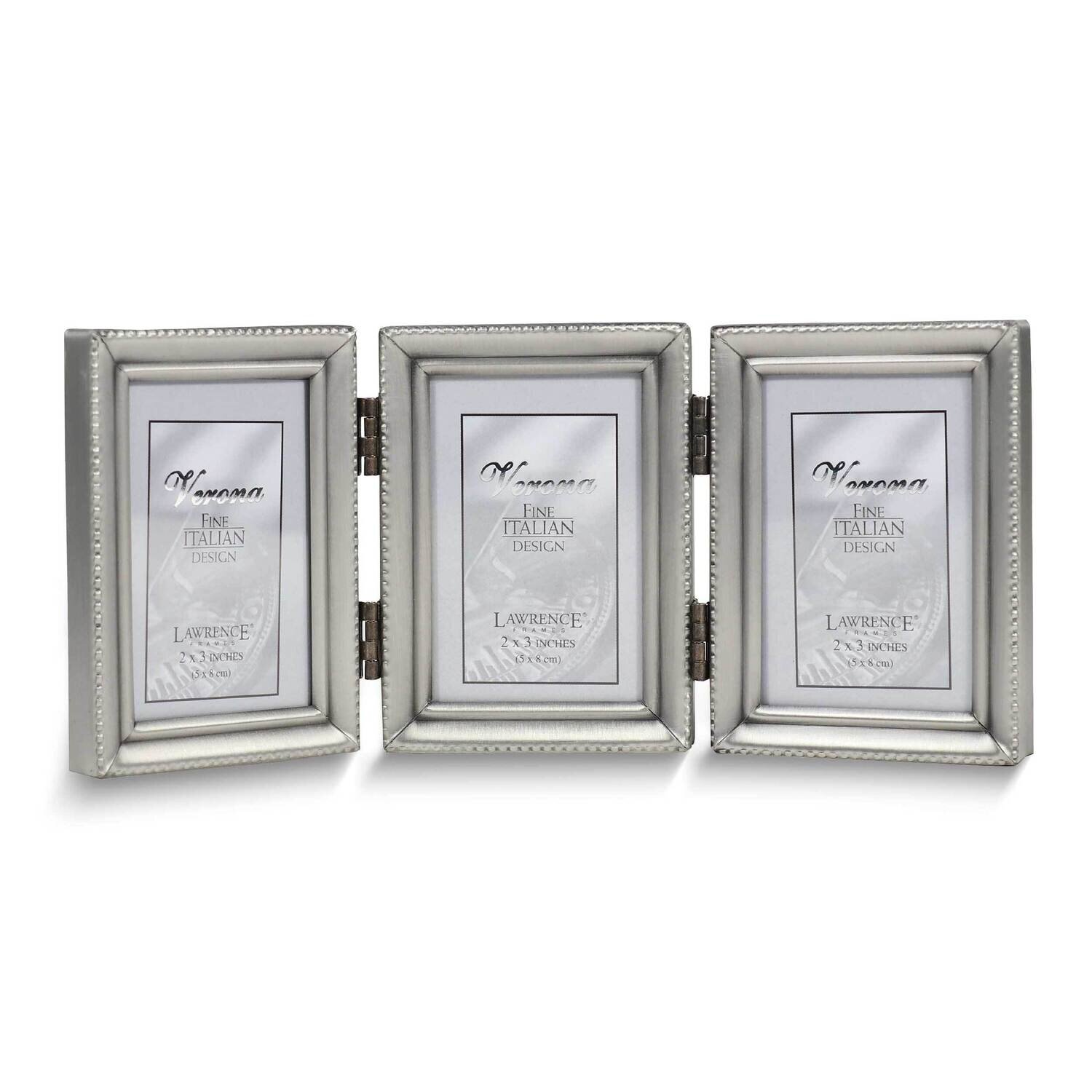 Pewter Brushed and Beaded 2x3 Triple Photo Frame GM25413