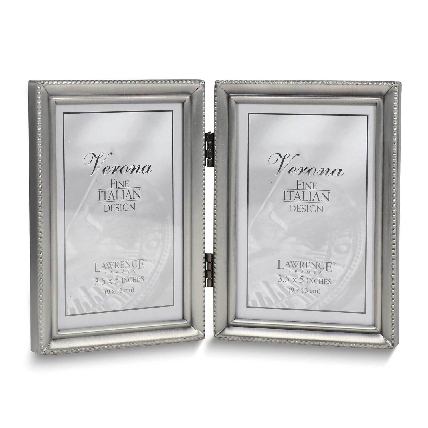 Pewter Brushed and Beaded 3x5 Double Photo Frame GM25415, MPN: GM25415, 751148035057