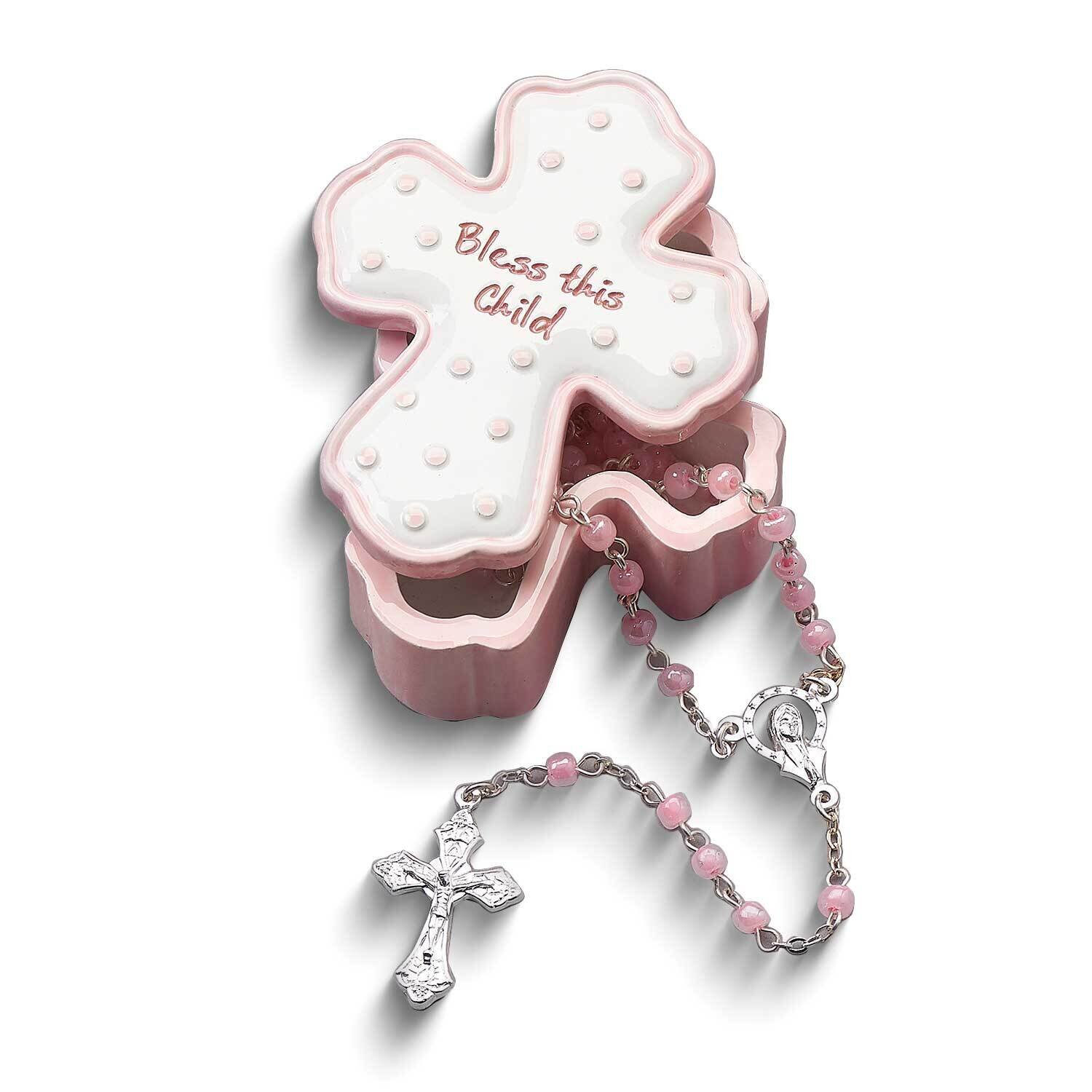 Girl Keepsake Cross Box and Rosary Set GM25616