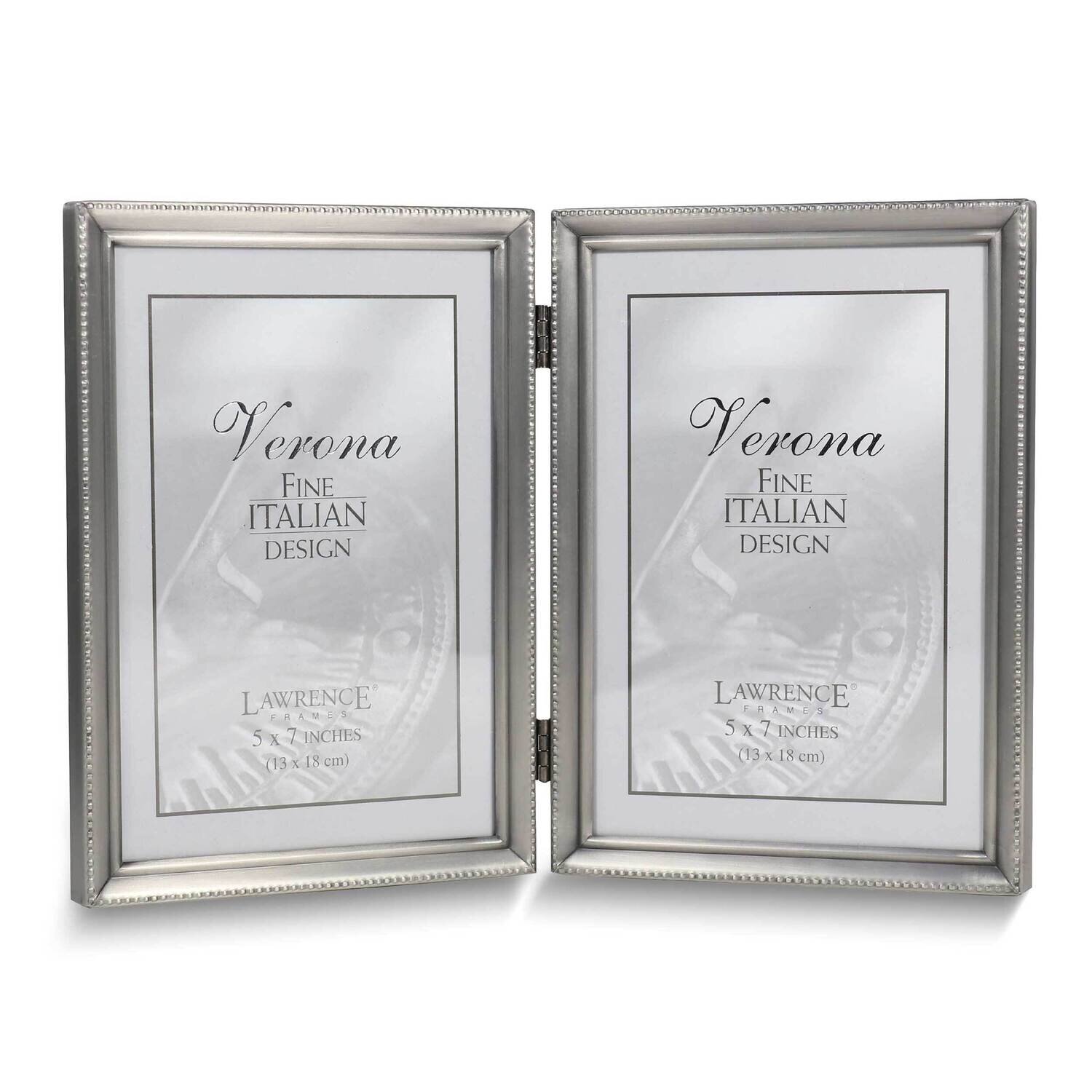 Pewter Brushed and Beaded 5x7 Double Photo Frame GM25423, MPN: GM25423, 751148035071