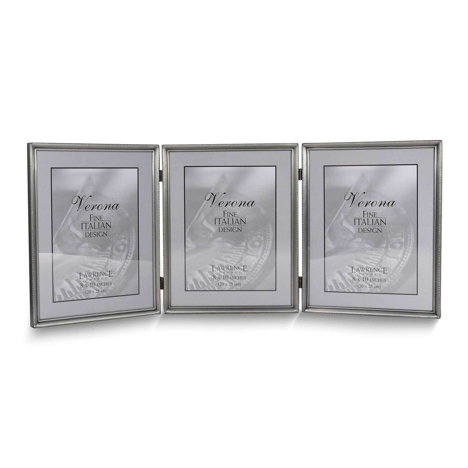 Pewter Brushed and Beaded 8x10 Triple Photo Frame GM25429