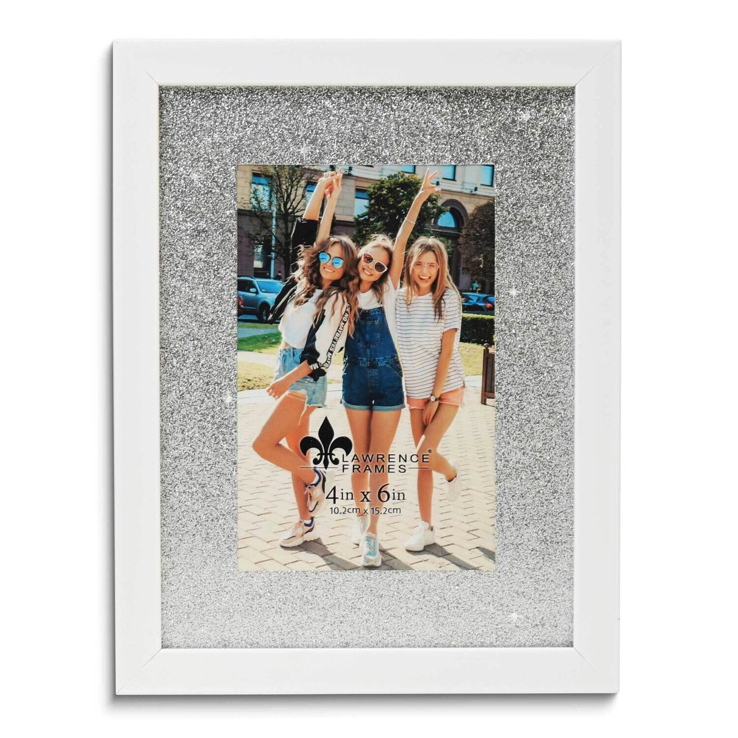 White and Silver-tone Glitter Mat 4 x 6 Inch Photo Picture Frame GM25468, MPN: GM25468, 751148081634