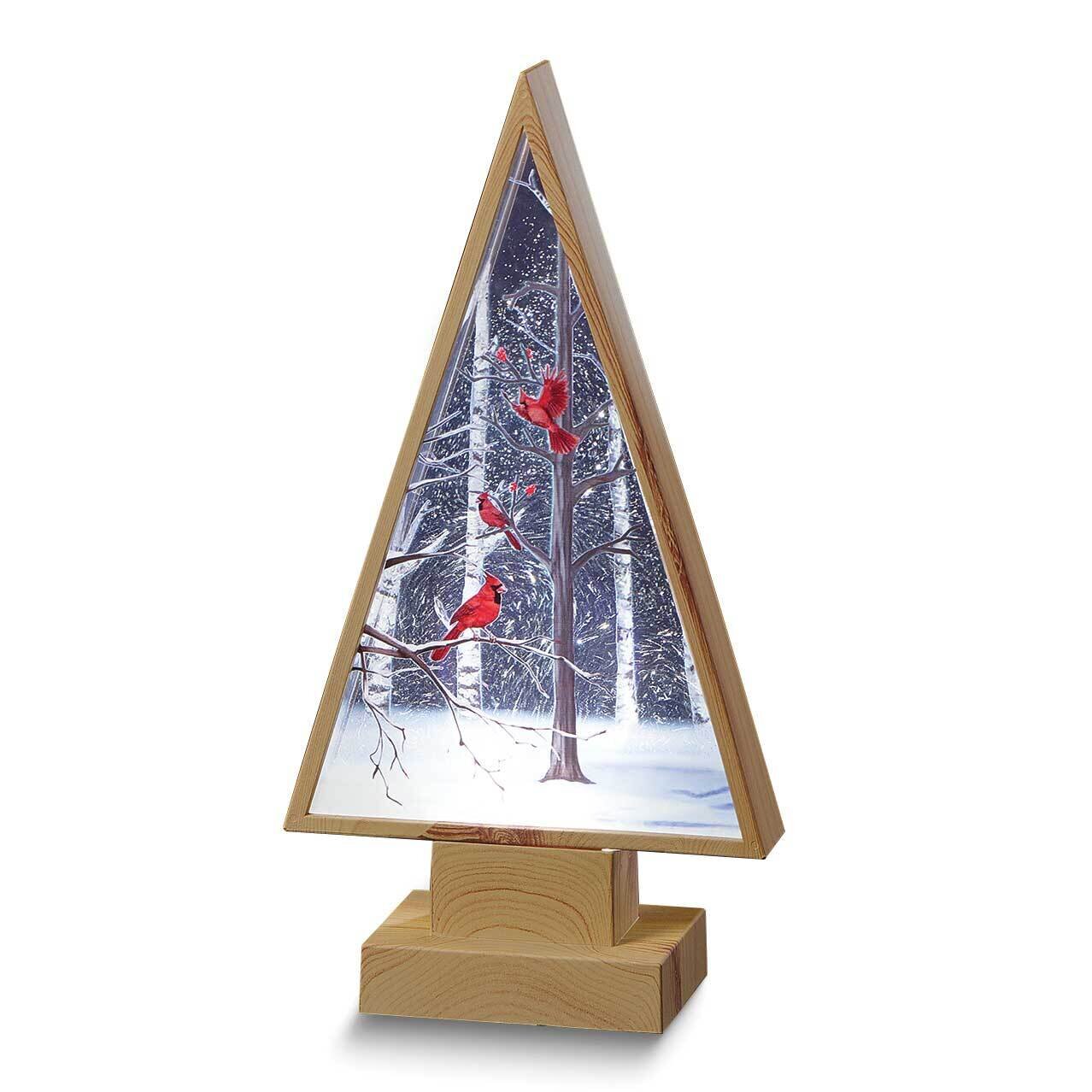 LED Cardinals in Wood Shaped Tree GM25620