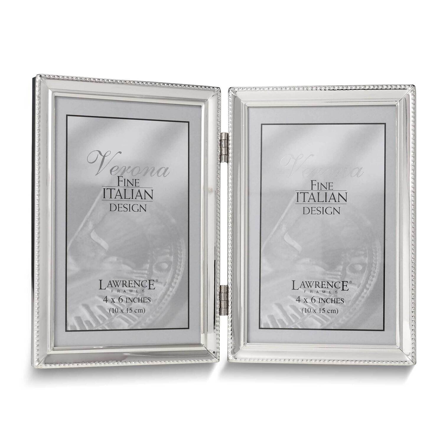 Silver-tone Beaded 4x6 Double Photo Frame GM25438