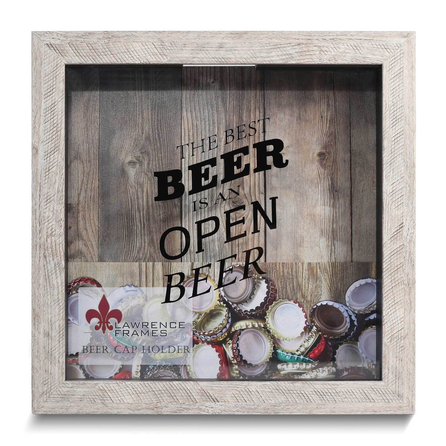 The Best Beer is Open Cap Holder Weathered Pine Shadow Box GM25484
