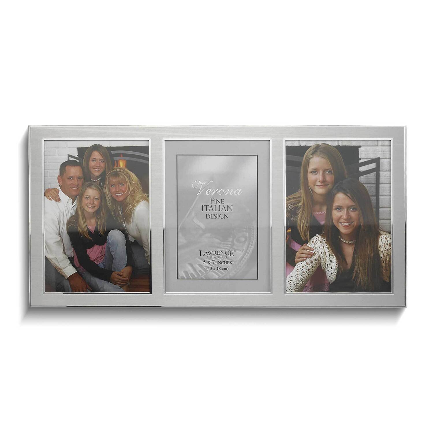 Metro Brushed Silver-tone Triple 5 x 7 Inch Photo Picture Frame GM25553