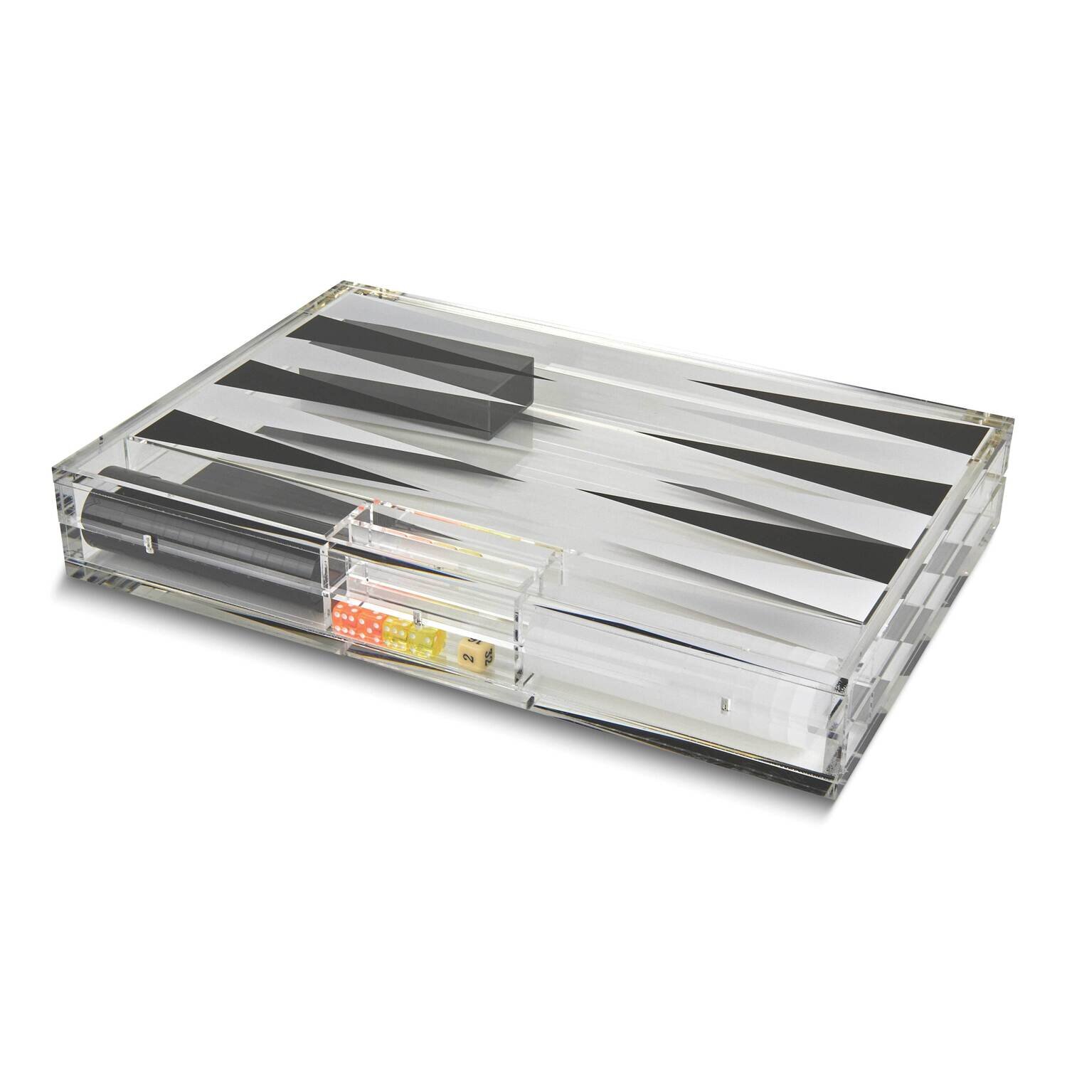 Lucite Black and White Backgammon Set GM26021BLK, MPN: GM26021BLK,