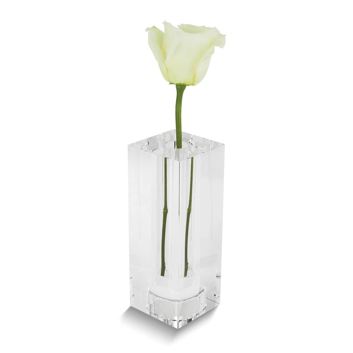 Small Rectangular Crystal Glass Bud Vase Tealight Candle Holder GM26045S