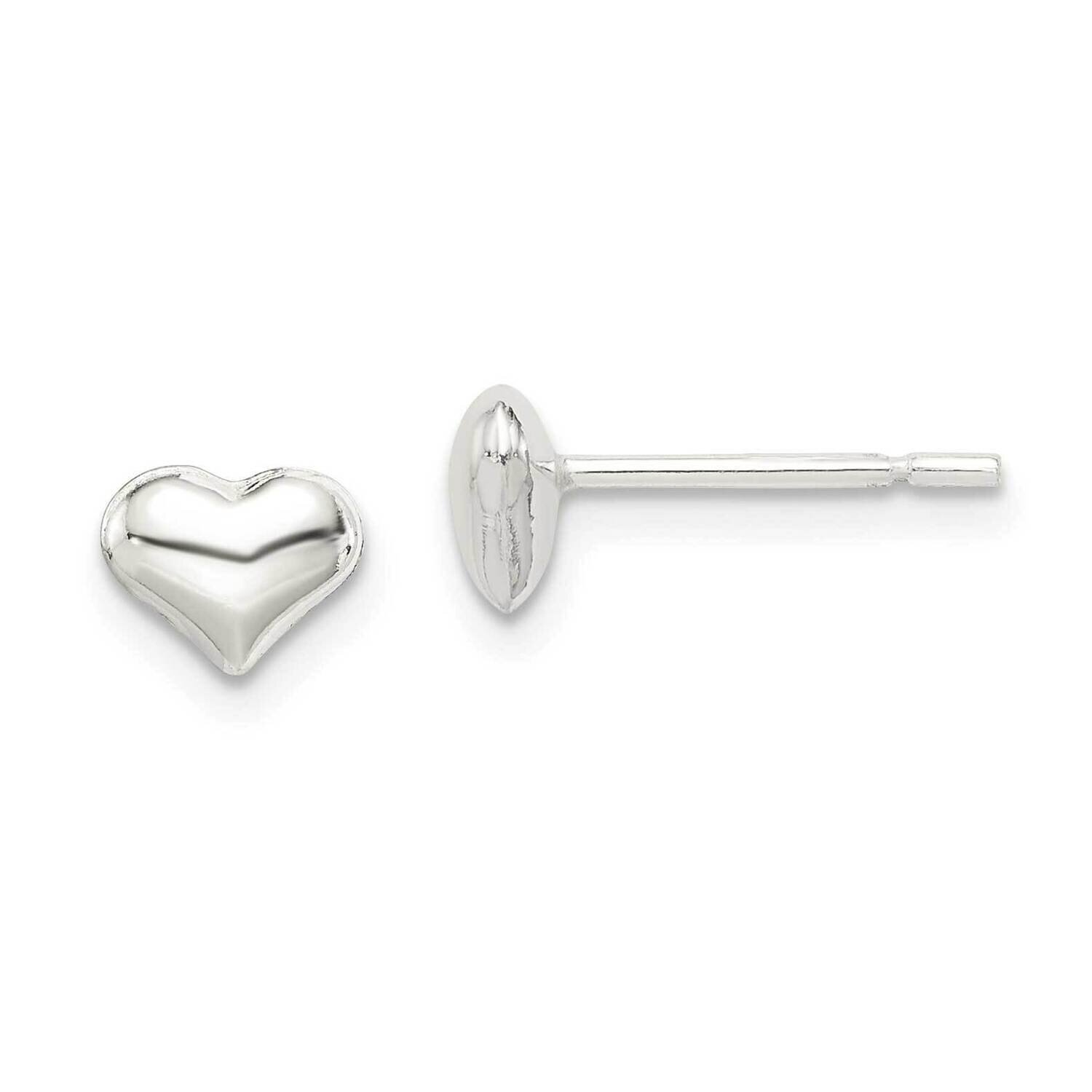 Sterling Silver Polished Heart Post Earrings with Pink Gift Pouch GM26093