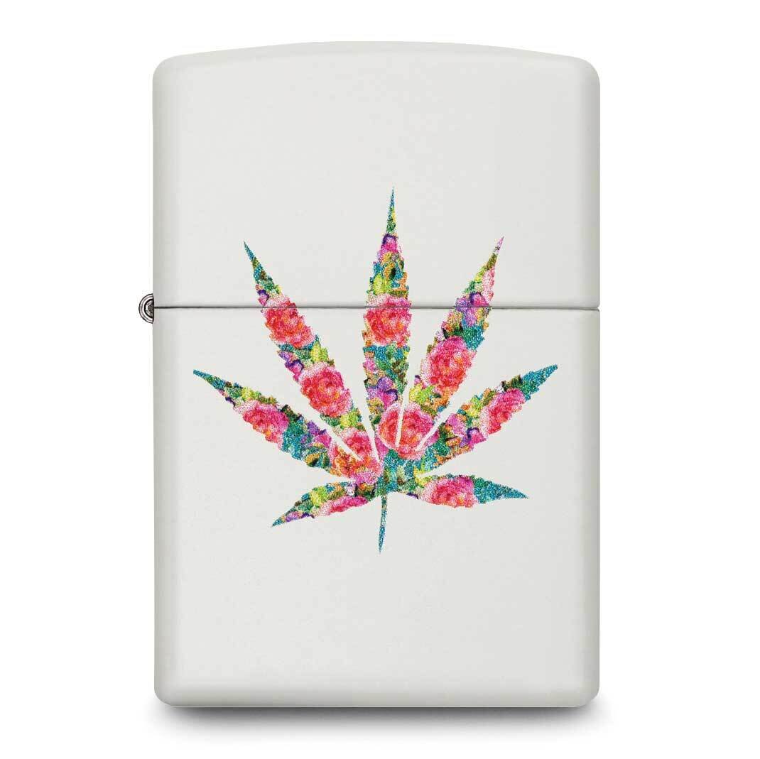 Zippo White Matte Floral Leaf Design Lighter GM25764