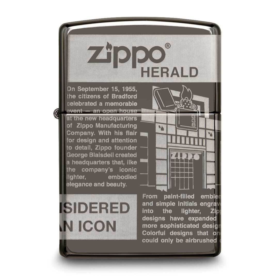 Zippo Newsprint Design Black Ice Lighter GM25924, MPN: GM25924, 191693114508