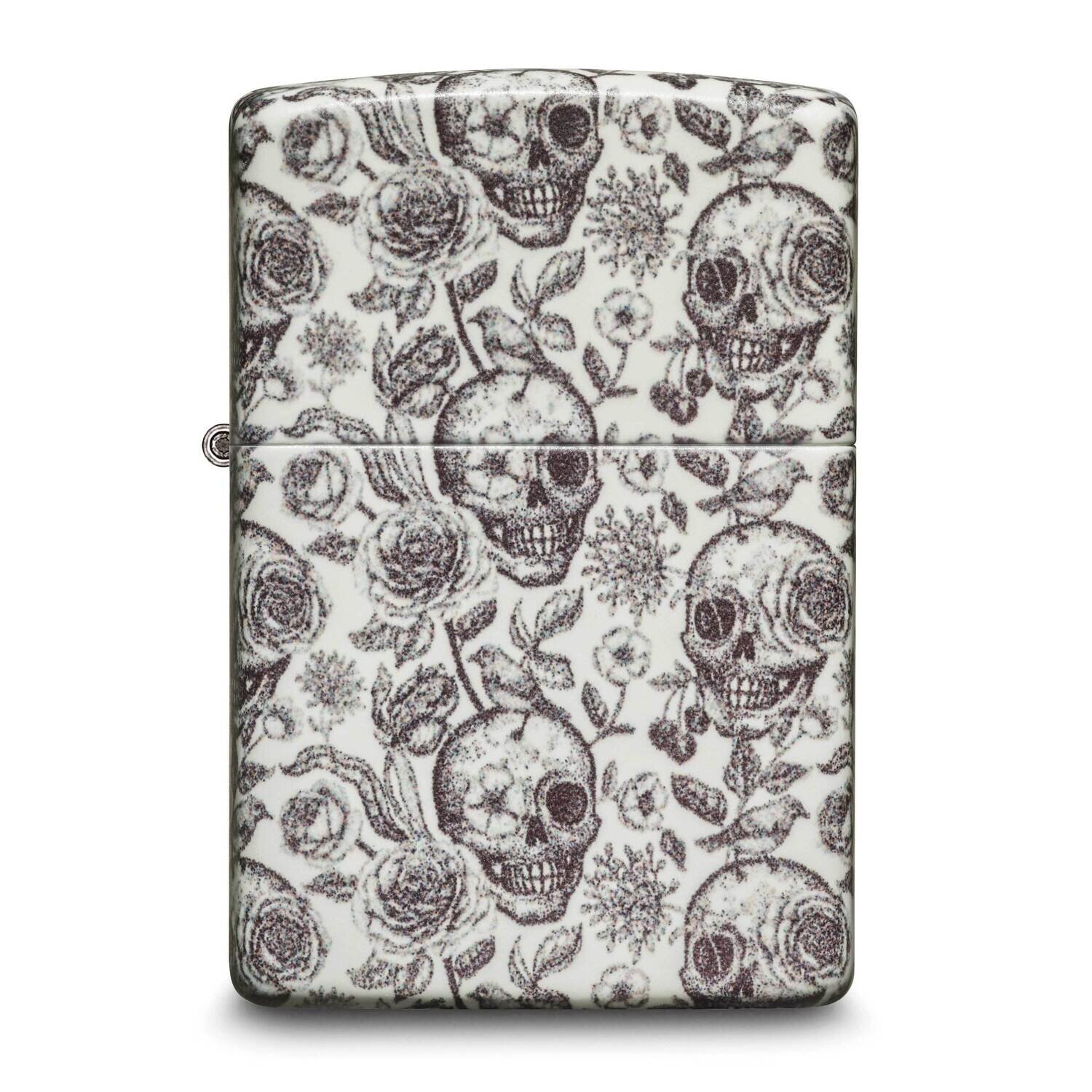 Zippo Glow in the Dark Green Floral Skull Design Lighter GM25770, MPN: GM25770, 191693199772