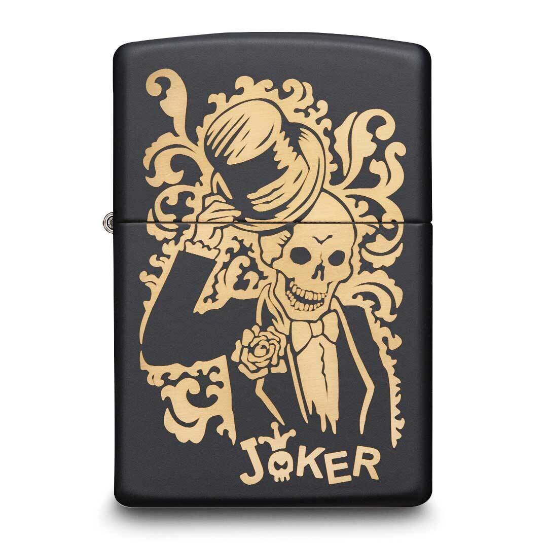 Zippo Black Matte Skeleton Joker Lighter GM25785
