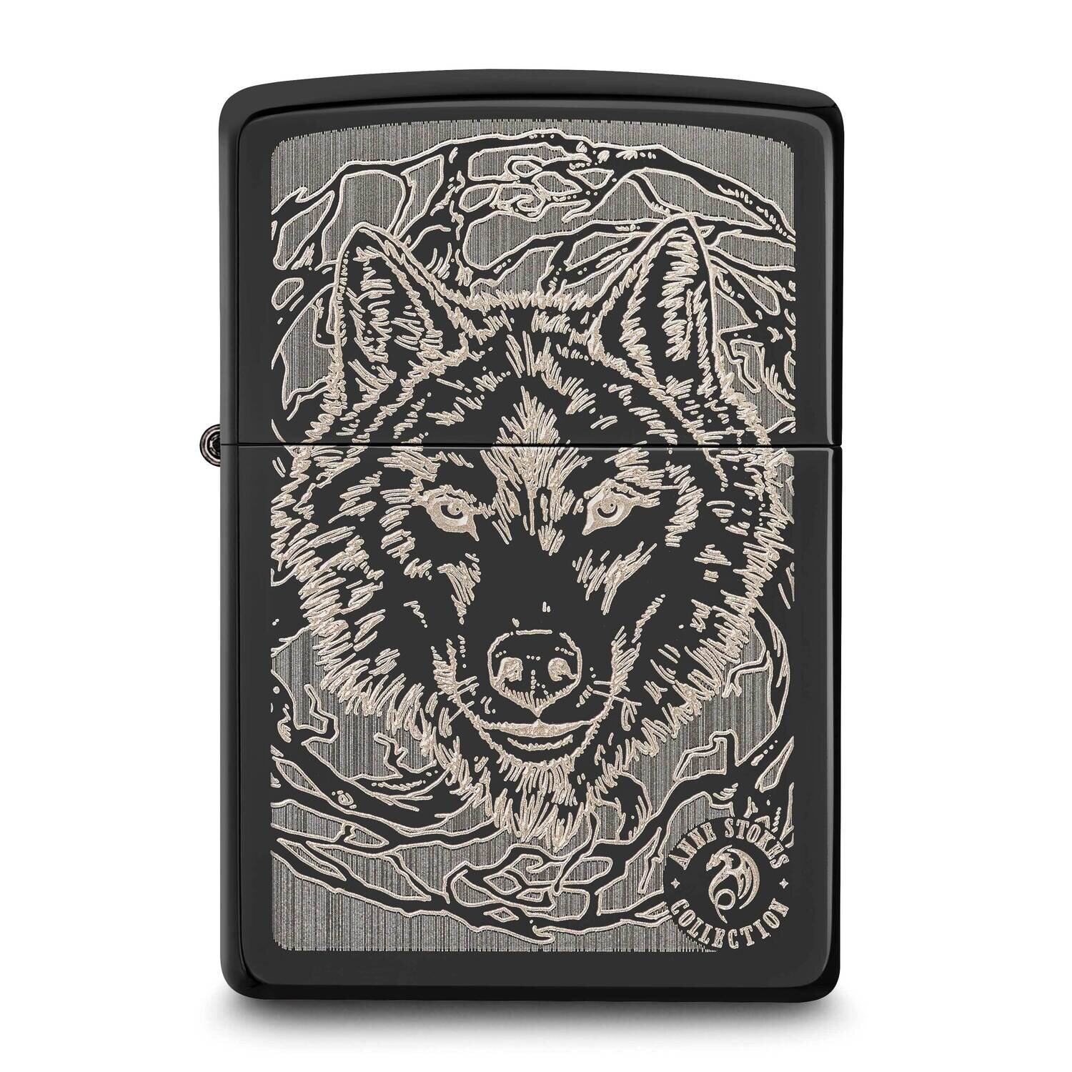 Zippo Anne Stokes High Polished Black Wolf Lighter GM25850, MPN: GM25850, 191693199390
