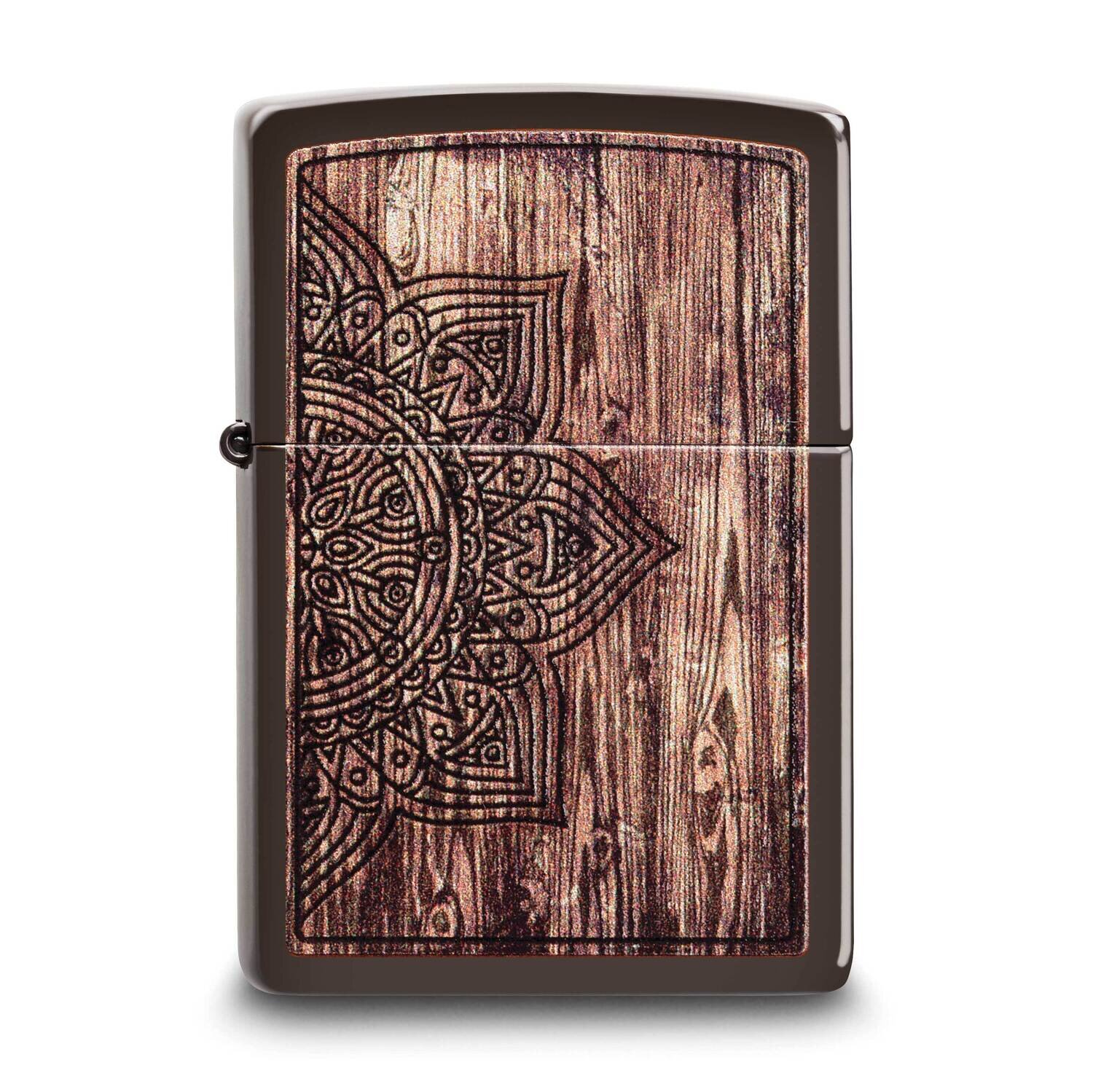 Zippo Wood Mandala Design Brown Lighter GM25875