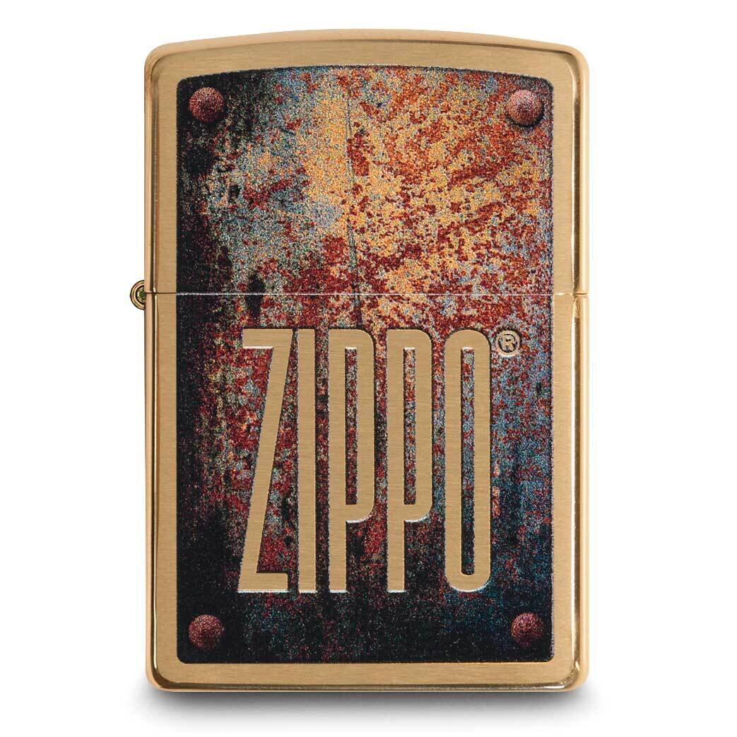 Zippo Rusty Plate Design Brushed Brass Lighter GM25889, MPN: GM25889, 191693091120