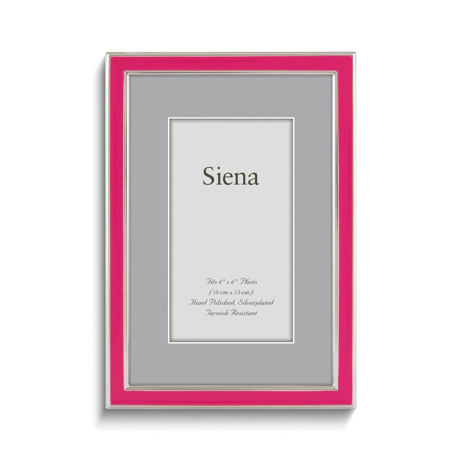 Silver-tone Pink Enameled Narrow 4 x 6 Inch Photo Picture Frame GM25985, MPN: GM25985,