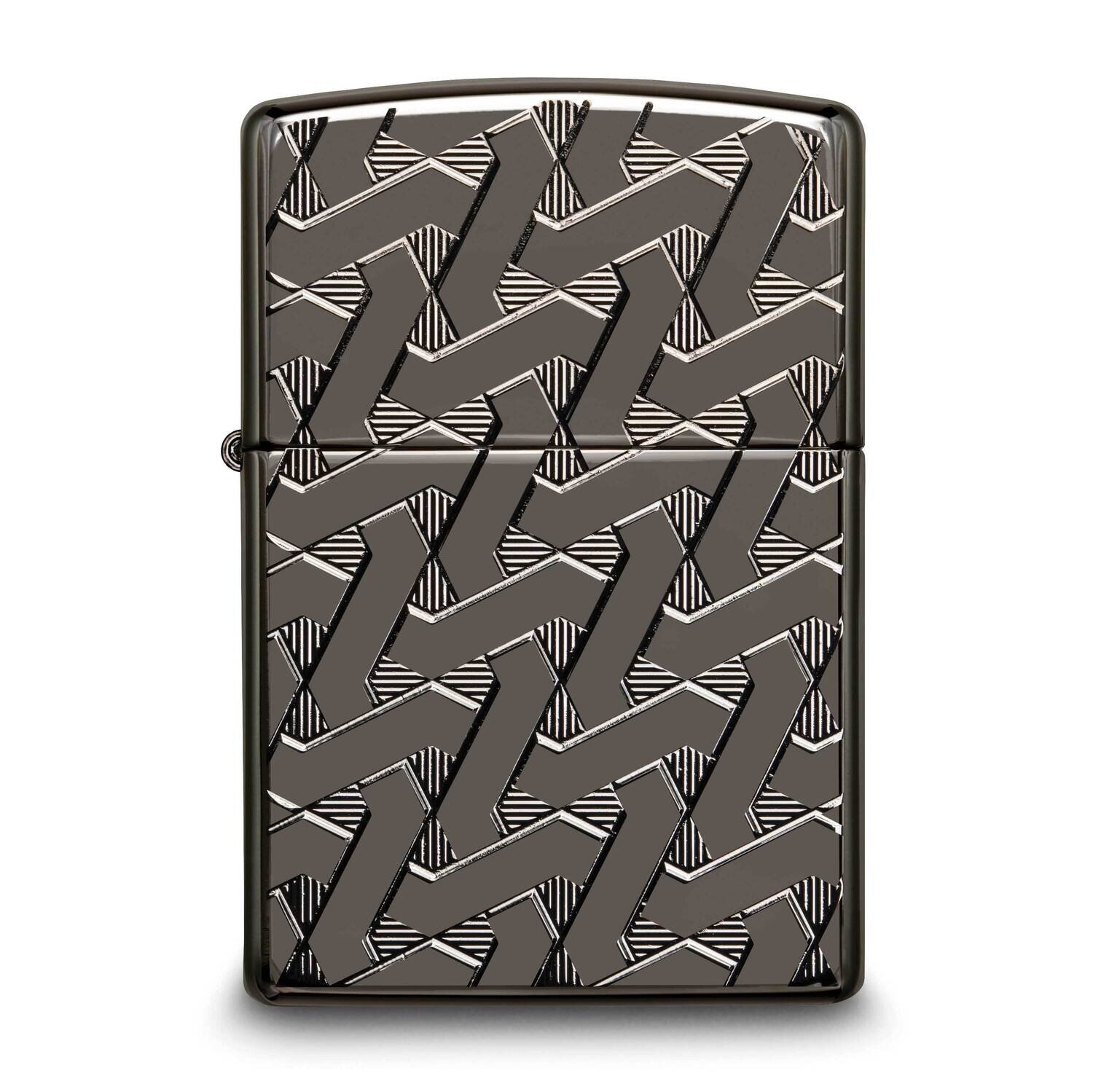 Zippo Armor Black Ice Geometric Weave Design Lighter GM25905