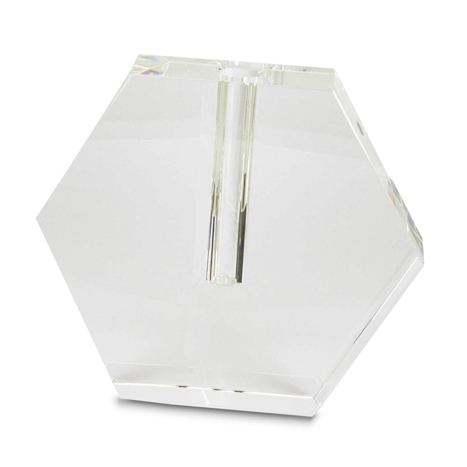 Crystal Glass Hexagon Flat Bud Large Vase GM26053L