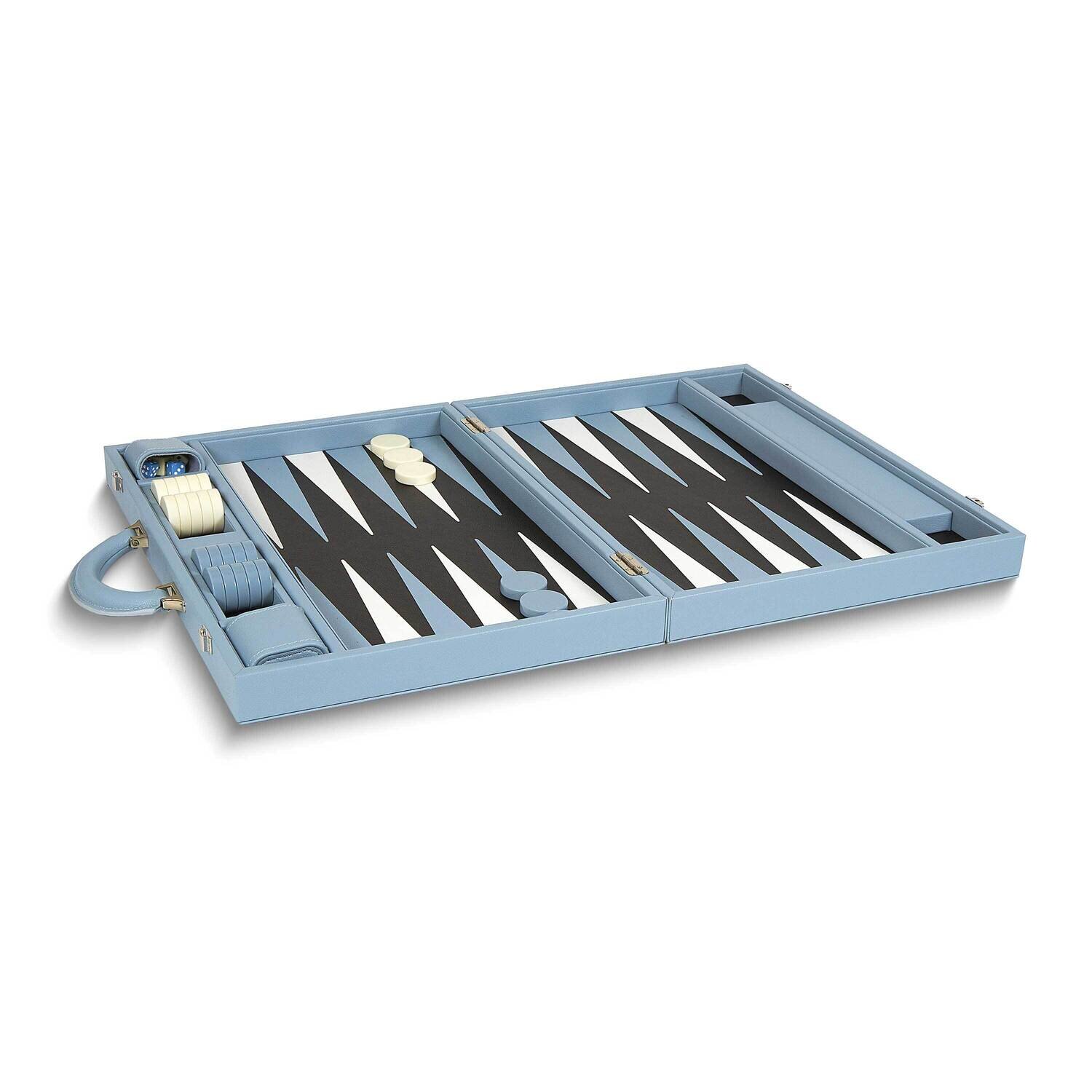 Blue Faux Leather Backgammon Set GM26074BLU, MPN: GM26074BLU,