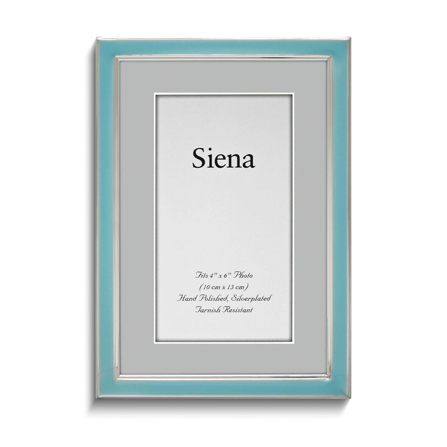 Silver-tone Blue Enameled Narrow 4 x 6 Inch Photo Picture Frame GM25982