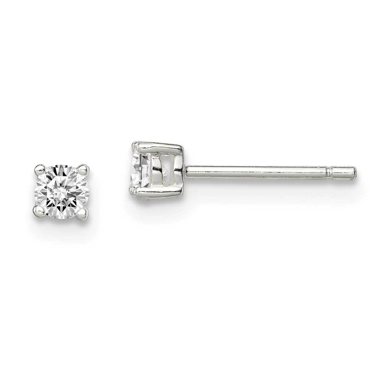 Sterling Silver 3mm Round Basket Set CZ Studs with Pink Gift Pouch GM26094, MPN: GM26094,