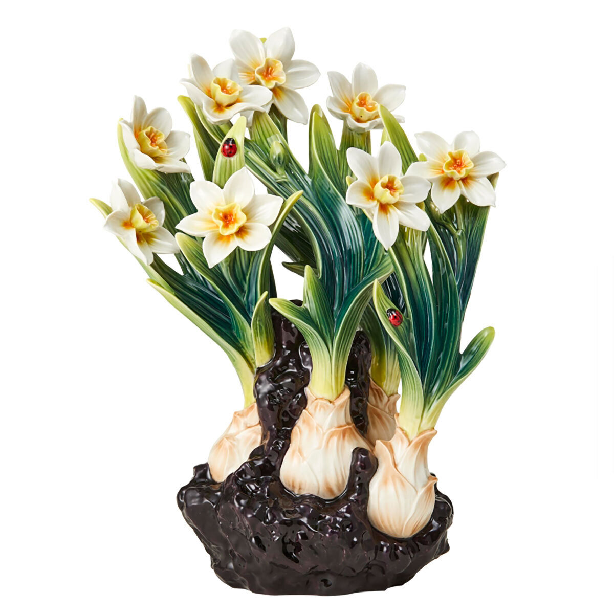 Franz Porcelain Welcoming Fortune Narcissus Design Sculptured Porcelain Figurine FZ03879, MPN: FZ03…